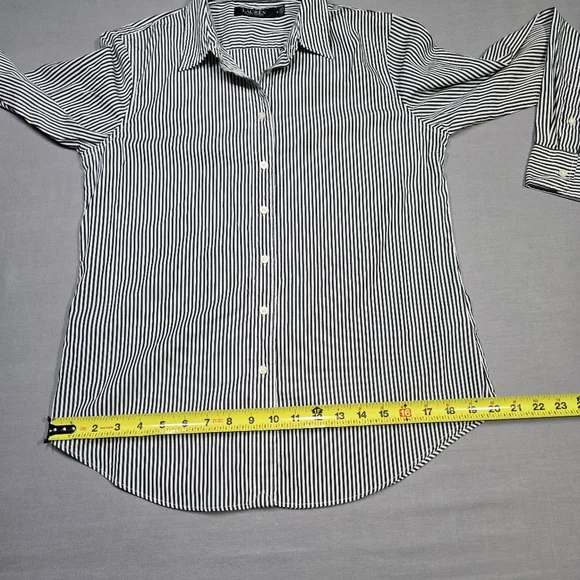 Lauren Ralph Lauren Black Label Career Black & White Striped Shirt Women’s Sz M - Picture 9 of 14